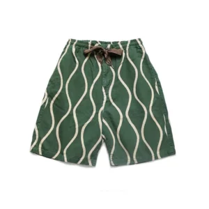 KAPITAL cotton and linen ripple print drawstring casual work shorts