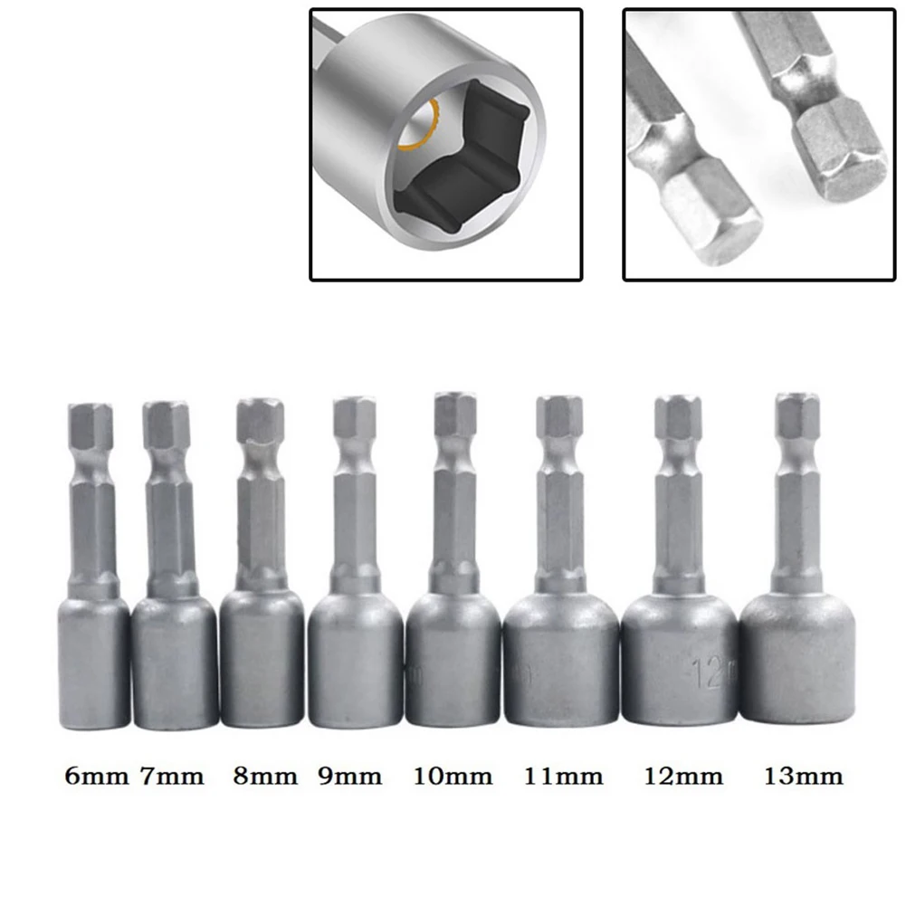 6-13mm Socket Magnetic Nut Screwdriver 1 4 Hex Shank Overall Length 48mm Electric Drill Bit Chrome Vanadium Steel Tools - Image 2