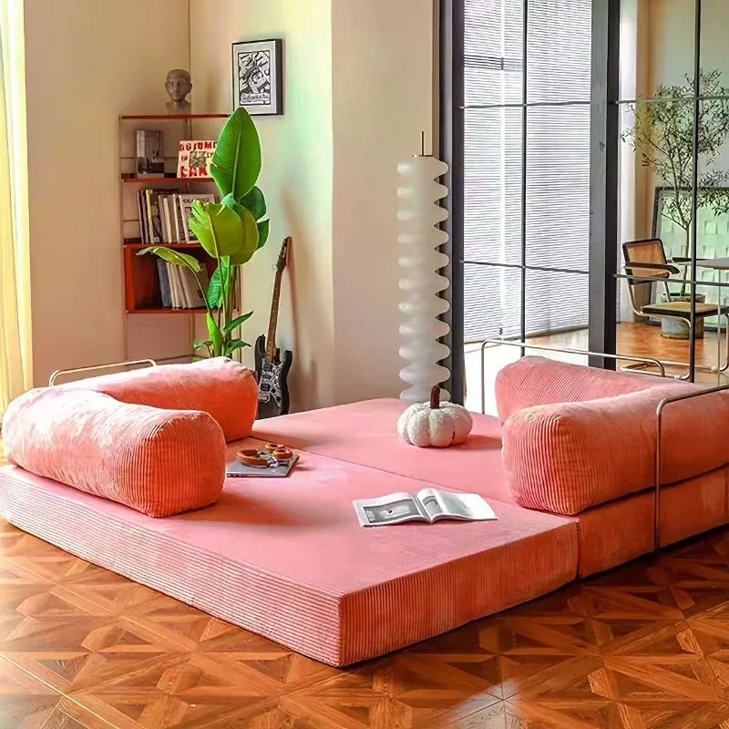 Vacuum Compression Sofa Italian Simple Retro High-end Corduroy Living Room Sofa Sofa Bed Foldable Washable Customizable