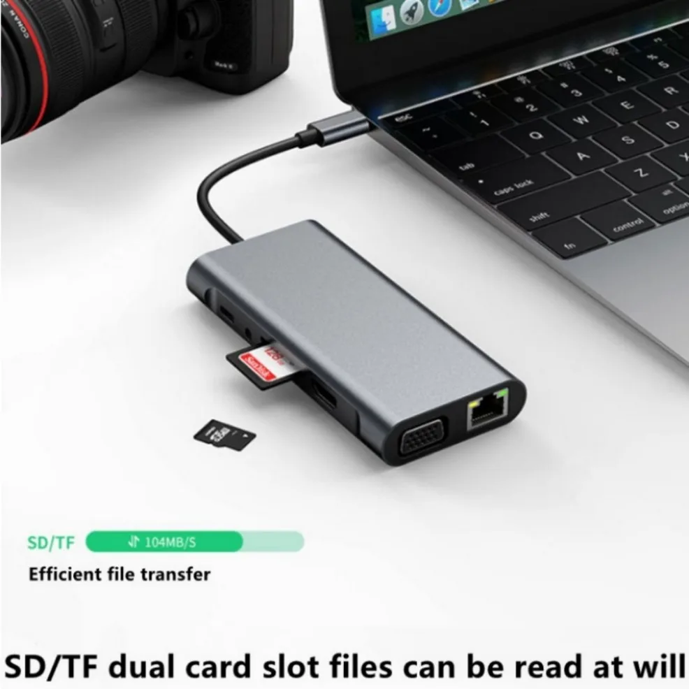 11-In-1 USB C HUB Docking Station 4K Type C to HDMI HUB Adapter USB-C to VGA RJ45 PD 100W USB Hub For PC Computer Accessories - Image 6