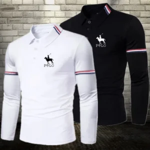New men's casual long sleeved polo shirt
