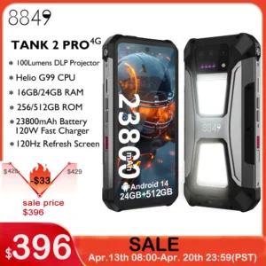8849 Tank 2 PRO Rugged Smartphone with Projector 6.79" 2.4K Display 24GB 512GB Mobile Phone 23800mAh 120W Android 14 Phone