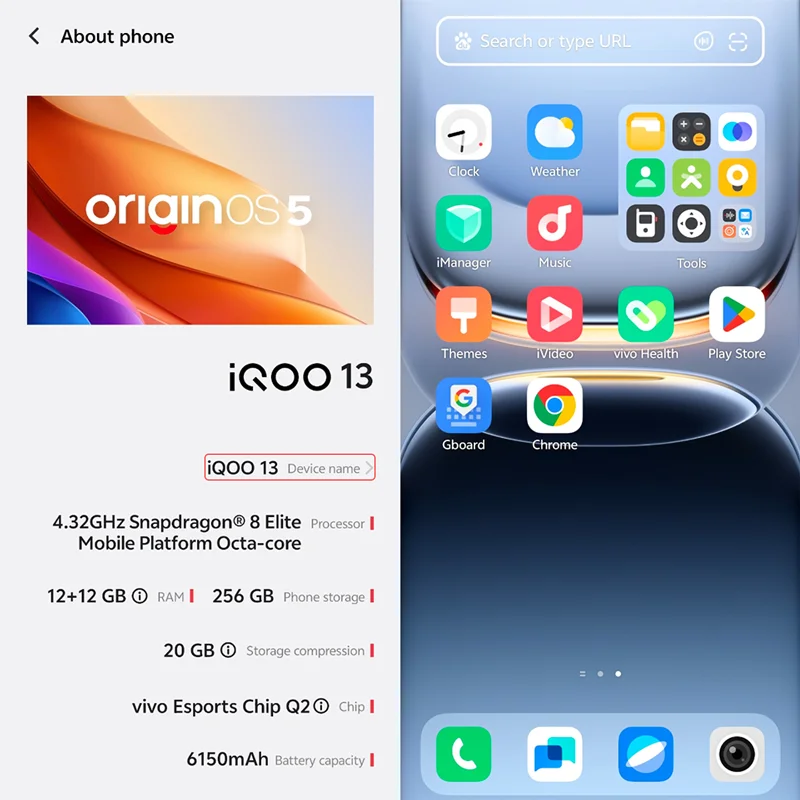 Original ViVO iQOO 13 5G Phone Snapdragon 8 Elite 50MP Rear Camera 6150mAh 120W SuperVOOC 6.82'' AMOLED 144Hz Android 15 NFC OTA - Image 3