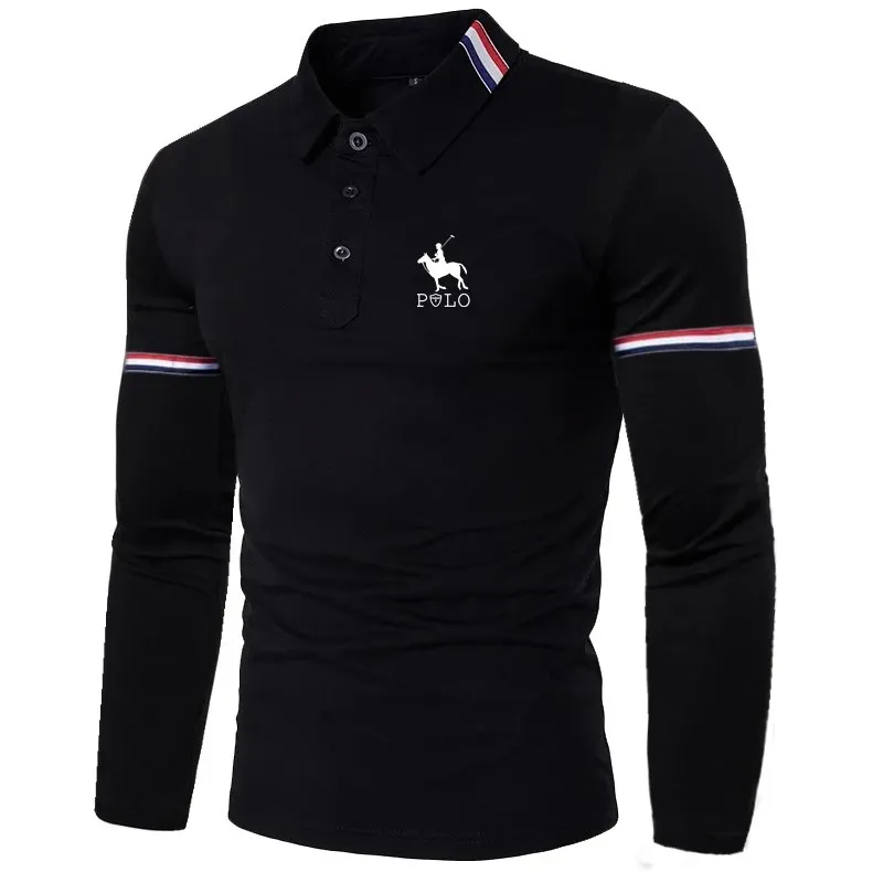 New men's casual long sleeved polo shirt - Image 2