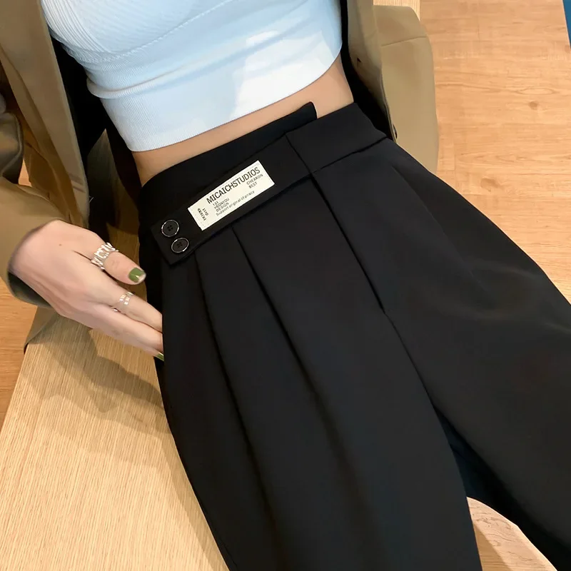 Women's High-waisted Draped Casual Slimming Trousers Bells Bottoms 2022 New Style Loose-fit Straight-leg Pants