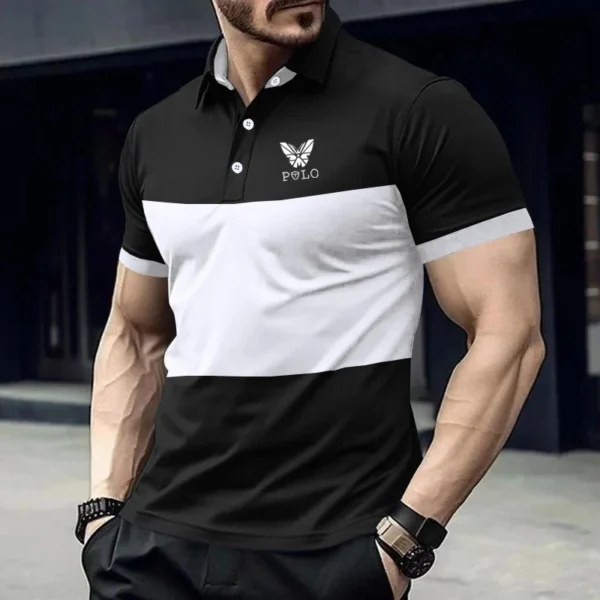 Summer short sleeved shirt men's fashionable printed polo shirt