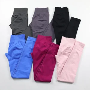 Impact Leggings With Logo Women Seamless Yoga Pants Scrunch Butt Lifting Workout Leggings Ribbed Low Waist Fitness Gym Tights