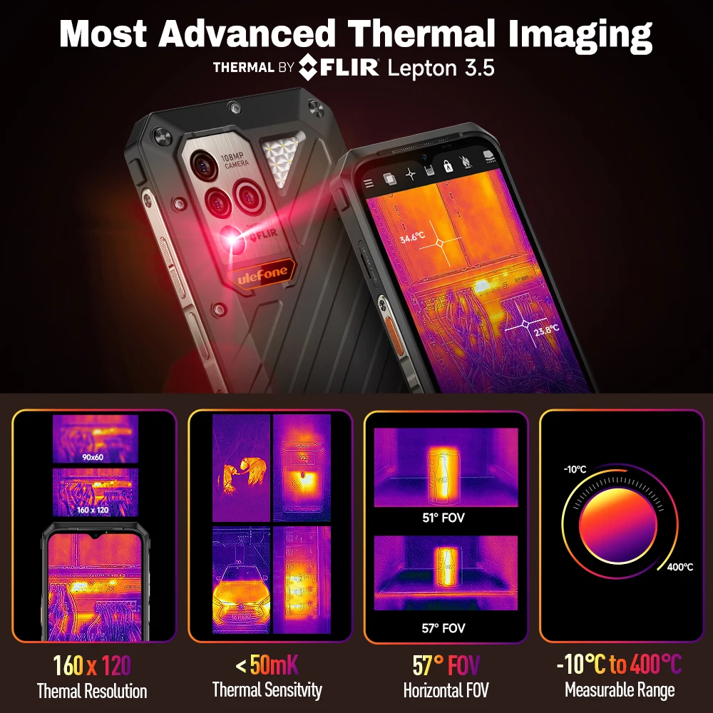 Ulefone Power Armor 18T Ultra 5G Rugged Smartphone,Dimensity 7050,512GB ROM +24GB RAM ,THERMAL BY FLIR®,Android 13,108MP - Image 6
