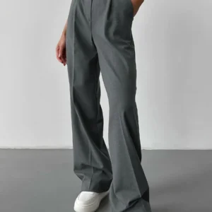 Bornladies Office Ladies Trousers Women High Waist Full Length Pants Female Pleated Wide Leg Solid OL Pants for Women