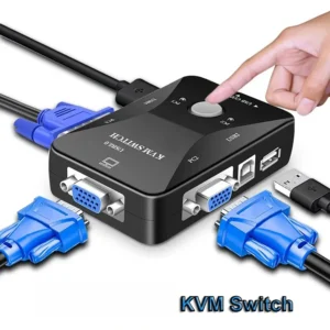 2X1 KVM Switch VGA Adapter USB 2.0 Switcher Cable Switch Host Controller for Computer Projector HDTV Monitor Printer KVM Switch
