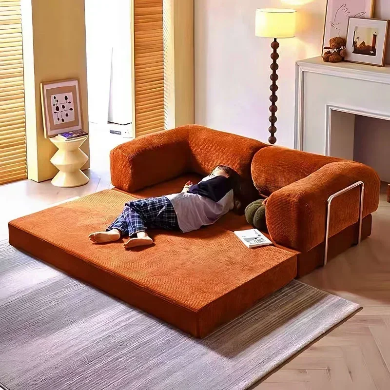 High-end Retro Corduroy Sofa Air Compression Deformable Sectional Couch for Living Room Comfortable Lounge Chair Customizable - Image 4