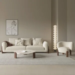 Nordic Vintage Bed Sofa Xxl Wood Legs Straight Lambswool New In Designer Couch Soft Comfort European Big Divano Home Furniture