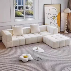 Milky white compression sofa set, suitable for luxury straight row sofas in villas, hotels, and apartments GN852TB