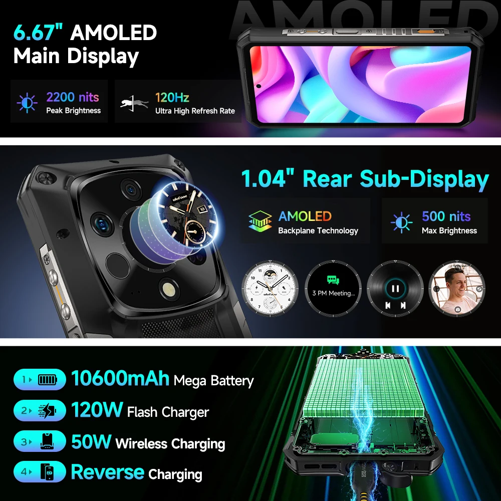 Ulefone Armor 28 Ultra 5G AI Thermal Imaging Rugged Phone 1TB+32GB Dimensity 9300+ Android Smartphone AMOLED 6.67" 10600mAh - Image 3