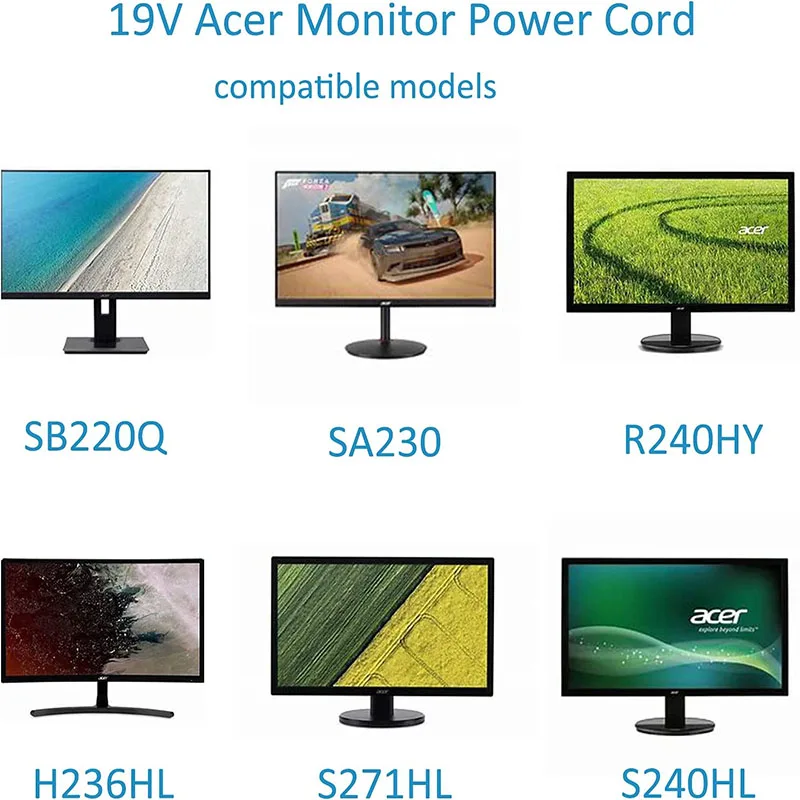 19V AC Adapter Monitor for Acer Monitor LCD S240HL G236HL Aspire E15 N15Q1 N16Q2 E5 E5-575 E5-521 R3 R3-471 Computer Charger - Image 6