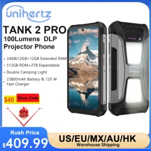 Unihertz-8849 Tank 2 PRO Rugged Smartphone with Projector, 23800mAh, 120W Charger, 24GB, 512GB, 100MP Android Phone,120Hz Screen