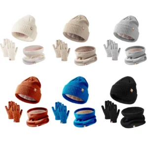 Kids Winter Hat Gloves Scarf Set Girls Toddler Children Hats With Pom Knit Neck Warmer Gaiter Baseball Hats for Teen Girls