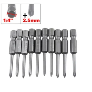 10pcs 2.5mm Tip PH0 Phillips Screwdriver Bits Set Magnetic 1/4" Hex Shank Screwdriver Drill Bits Power Hand Tool Repair Tool