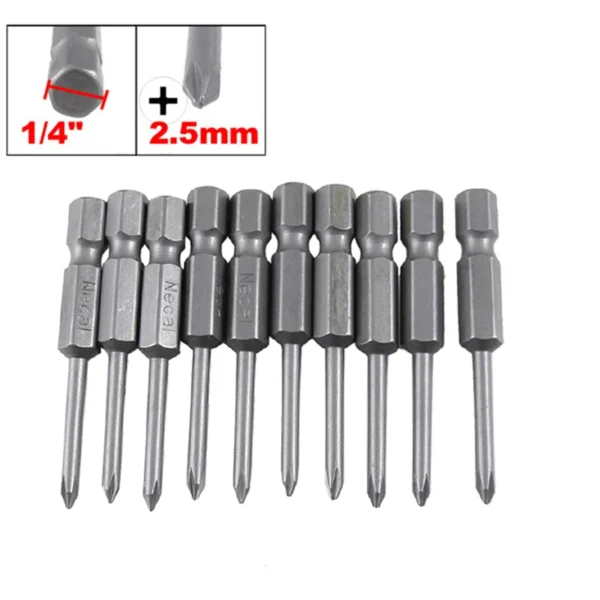 10pcs 2.5mm Tip PH0 Phillips Screwdriver Bits Set Magnetic 1/4" Hex Shank Screwdriver Drill Bits Power Hand Tool Repair Tool