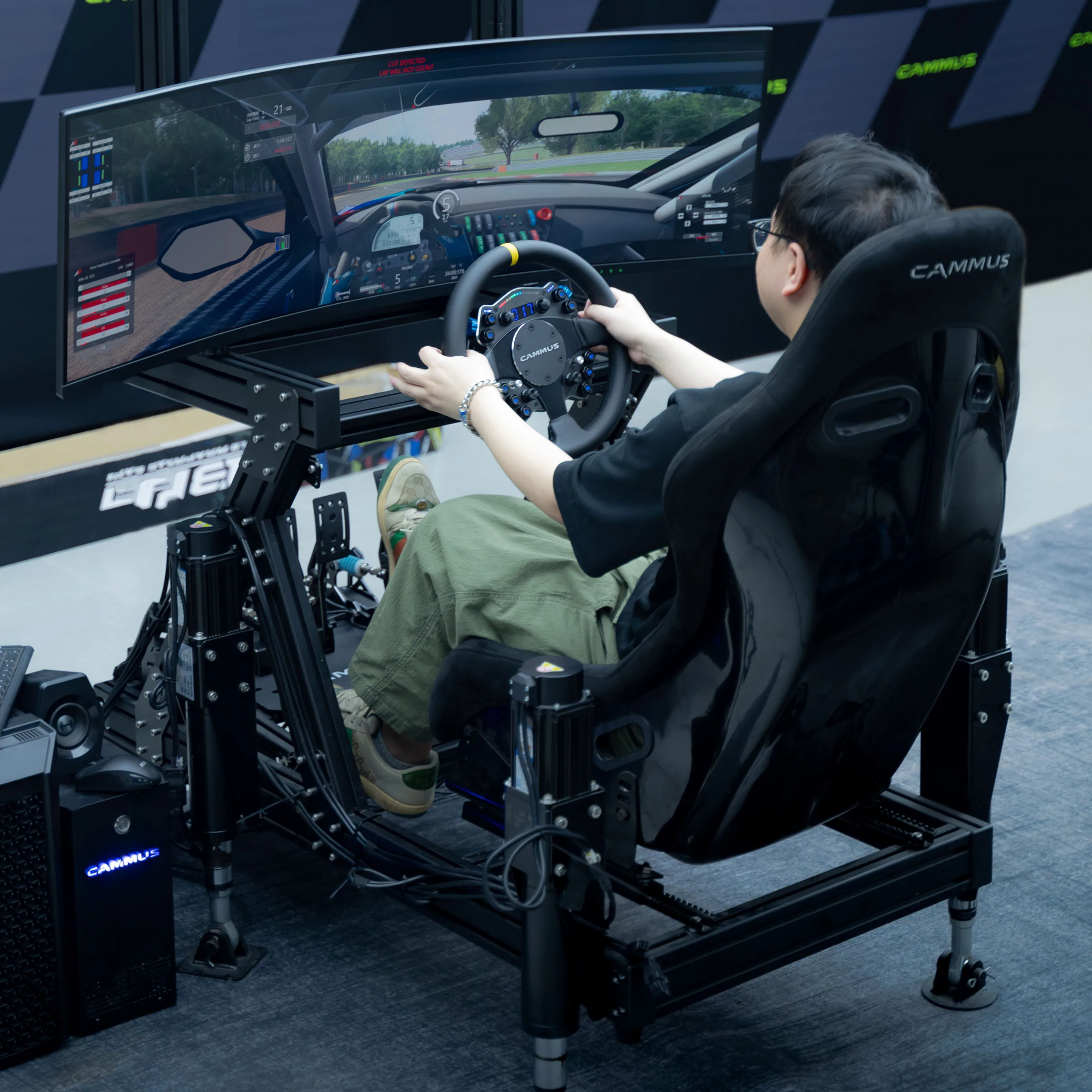 lglCAMMUS Racing Simulator Accessories F1 Game Cockpit Seat Bracket Aluminium Gaming Chair with Screen Steering Wheel Stand - Image 6