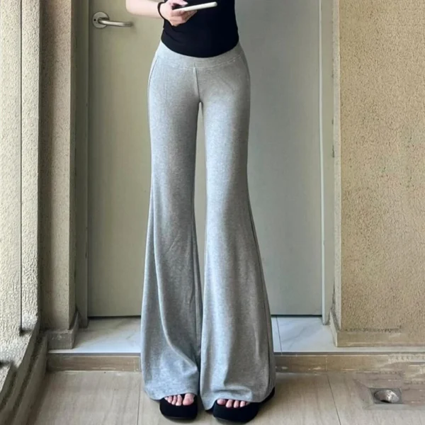 Rimocy 2025 Sexy Slim Flare Pants Women Spring Autumn Thin Wide Leg Sport Yoga Pants Woman All-Match High Waist Casual Trousers