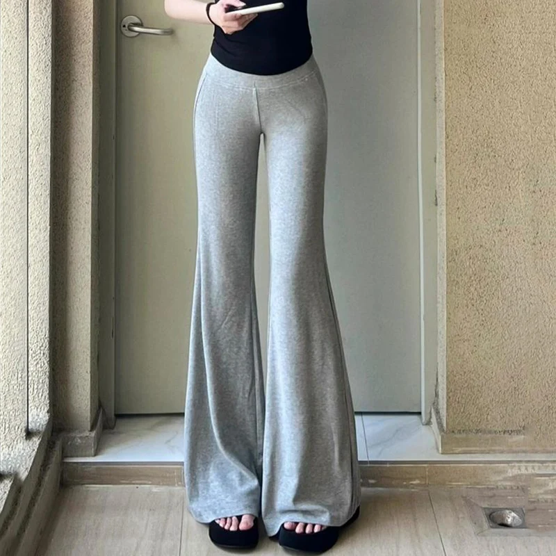 Rimocy 2025 Sexy Slim Flare Pants Women Spring Autumn Thin Wide Leg Sport Yoga Pants Woman All-Match High Waist Casual Trousers