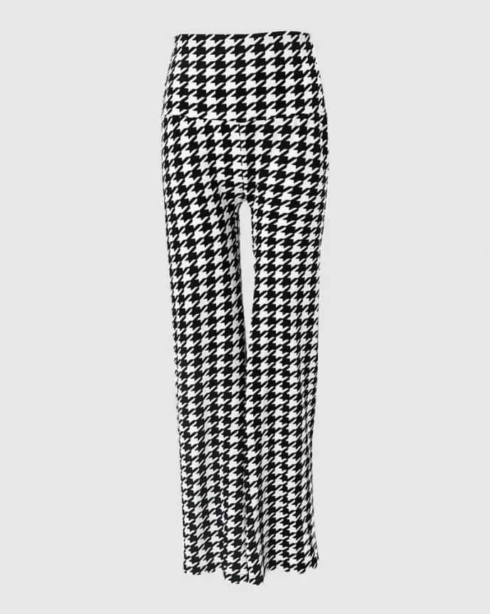 Women Casual Commuters 2024 Spring Summer Latest Comfortable Elegant Plaid Print High Waist Pants Daily Work Urban Fashion Pants - Image 3