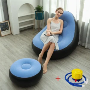 New Lazy Sofas Inflatable Foldable Recliner Outdoor Sofa Bed with Stirrups Comfortable Combination Flocked Velvet Sofa Chair