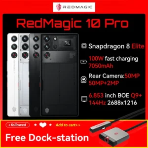 New Original Global Version Redmagic 10 Pro Snapdragon 8 Elite 6.853inch Q9+ 144Hz 2688x1216 AMOLED 50MP+50MP+2MP 7050mAh 100W