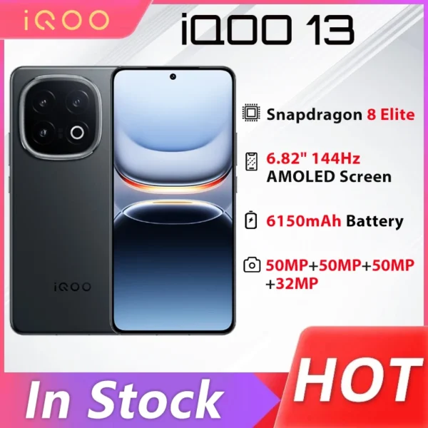 Original ViVO iQOO 13 5G Phone Snapdragon 8 Elite 50MP Rear Camera 6150mAh 120W SuperVOOC 6.82'' AMOLED 144Hz Android 15 NFC OTA