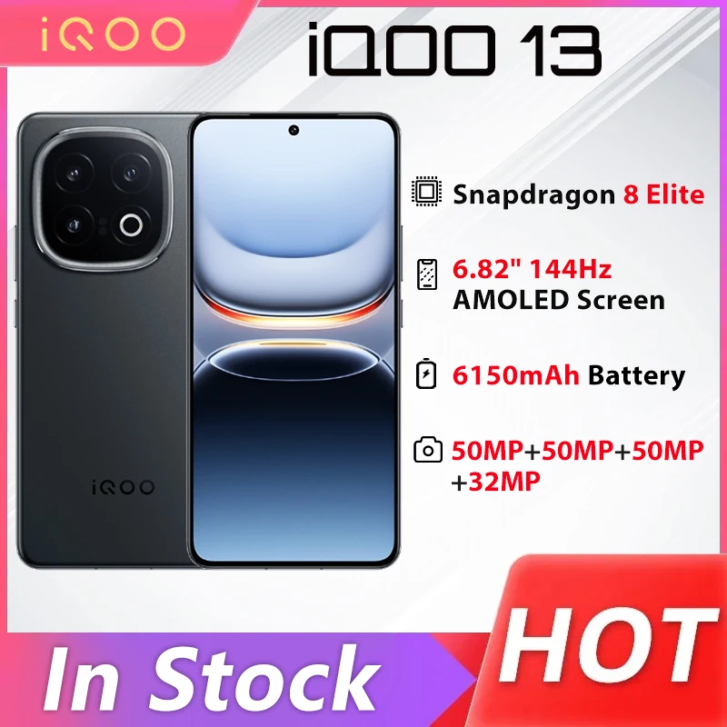 Original ViVO iQOO 13 5G Phone Snapdragon 8 Elite 50MP Rear Camera 6150mAh 120W SuperVOOC 6.82'' AMOLED 144Hz Android 15 NFC OTA
