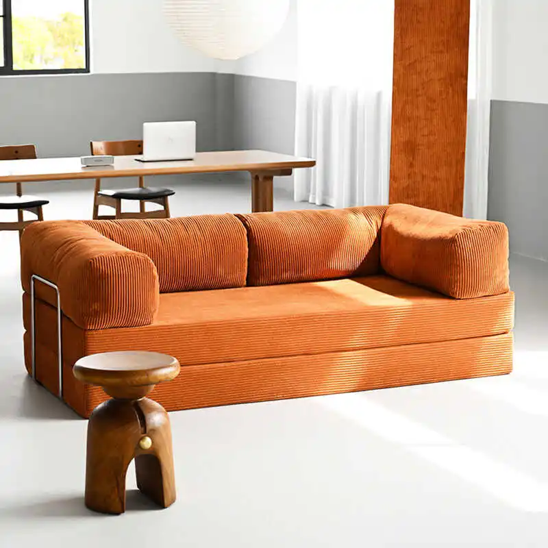 High-end Retro Corduroy Sofa Air Compression Deformable Sectional Couch for Living Room Comfortable Lounge Chair Customizable - Image 2