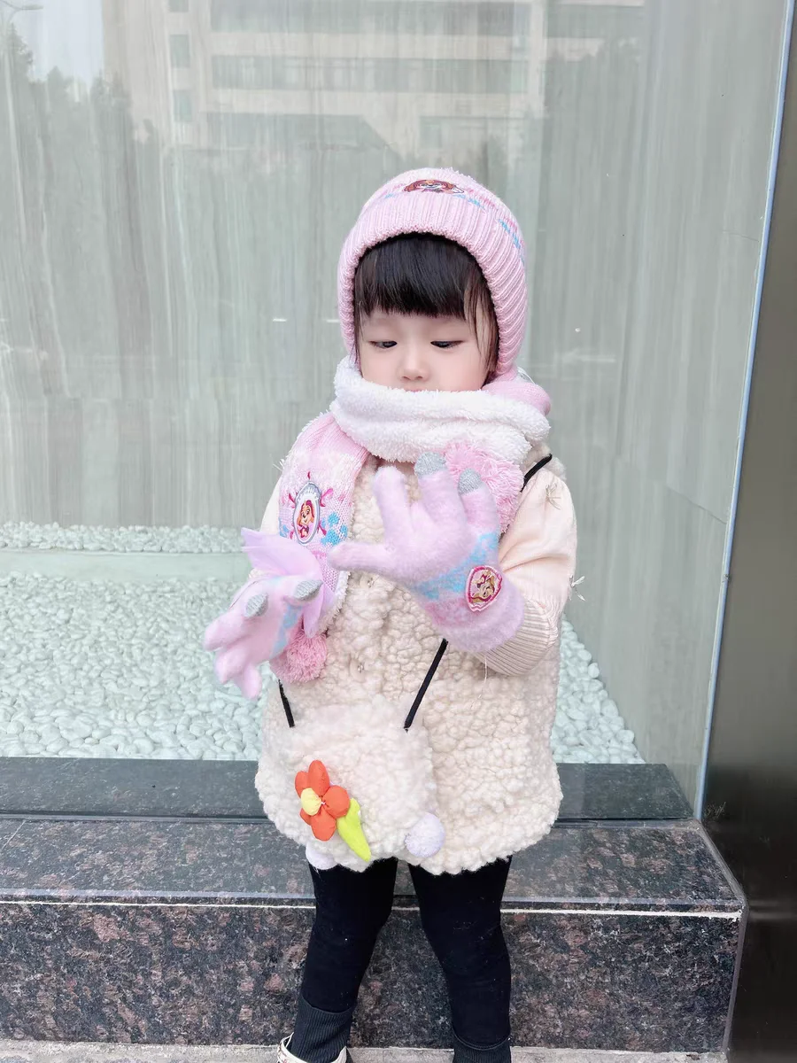 1SET Hot Genuine PAW PATROL 2024 Hat glove scarf Chase Marshall Skye boys girls children Christmas gift Kids Hats Caps 2-7T - Image 2