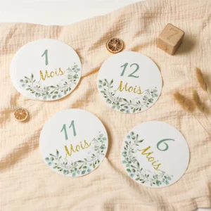 Newborn Photography Paper Spanish France English Leaf Milestone Card Shooting Props Baby 0 to 12 Months Accessories Baby Gifts