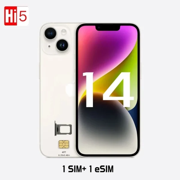 Apple iPhone 14 6.1" 5G A15 Sim+ ESim Super Retina OLED 6GB &128/256GB 12MP+12MP Camera Bionic Chip Face ID NFC Original Phone