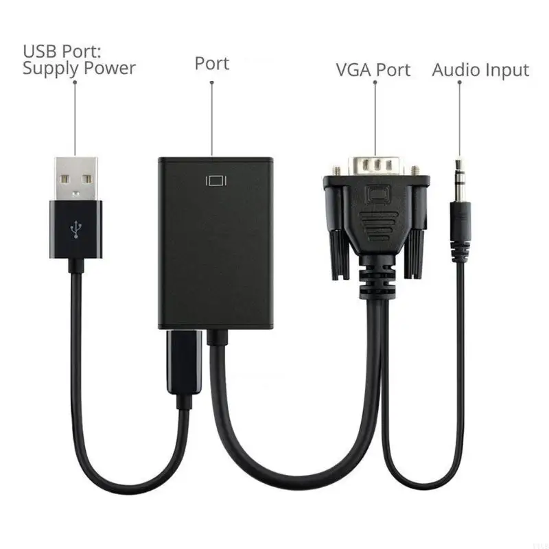 652F 1080P PC Computer HDTV to VGA Video Converters 3.5mm Sound Female to Male Adapter for Laptop Top Box Monitors Projectors - Image 5