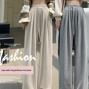 Deep Greyknit Rice Pants Women's Spring Autumn New Style High-Waisted Draped Bell Bottoms Straight Leg Loose Fit Casual Drag Pan