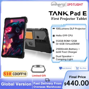 Unihertz 8849 TANK PAD E Rugged Tablet with Projector Android 21000mAh 120Hz 50MP Camera 24GB 512GB 66W 10.95 inch Phone Tablet