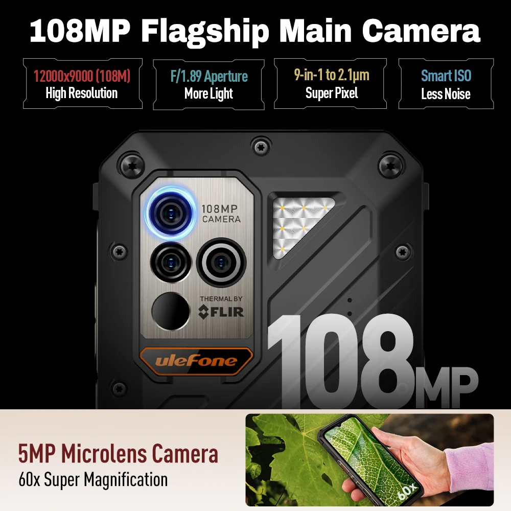 Ulefone Power Armor 18T Ultra 5G Rugged Smartphone,Dimensity 7050,512GB ROM +24GB RAM ,THERMAL BY FLIR®,Android 13,108MP - Image 4