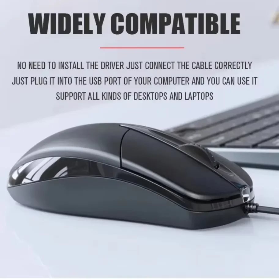 USB Optical Wired Mouse Laptop Home Office Mouse Anti Slip Roller 3D 1200DPI Game Mause Computer Accessories For PC Desktop - Image 4