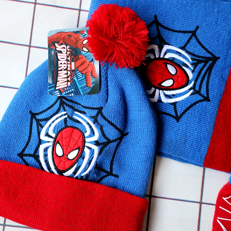 Autumn Winter Children Hat SpiderMan Classics Cartoon Scarf Hat Glove Warm knitted hat Boy Girl Cap Child Christmas Hat - Image 6