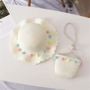 Hat And Gloves Toddler Straw Sun Summer Hat Sunshade Beach Sunscreen Girl Straw Hat Bag + Children Kids Kids Animal Hats Scarf