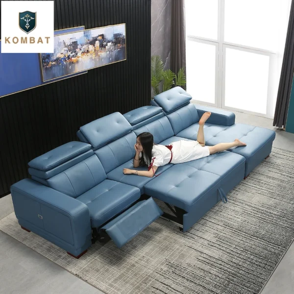 Italian luxury L-shaped multi-functional sofa bed Folding electric recliner sofa combination sofa headrest mechanism with USB