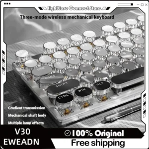 EWEADN V30 Wired/Wireless Tri Model Mechanical Gaming Keyboard 108 Key Retro Punk Esports Gaming Office Computer Laptop Keyboard