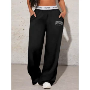 Women's Trousers Letter Printed Casual Loose Women's Wide Leg Pants Sweatpants Fashion Women's Drag Pants