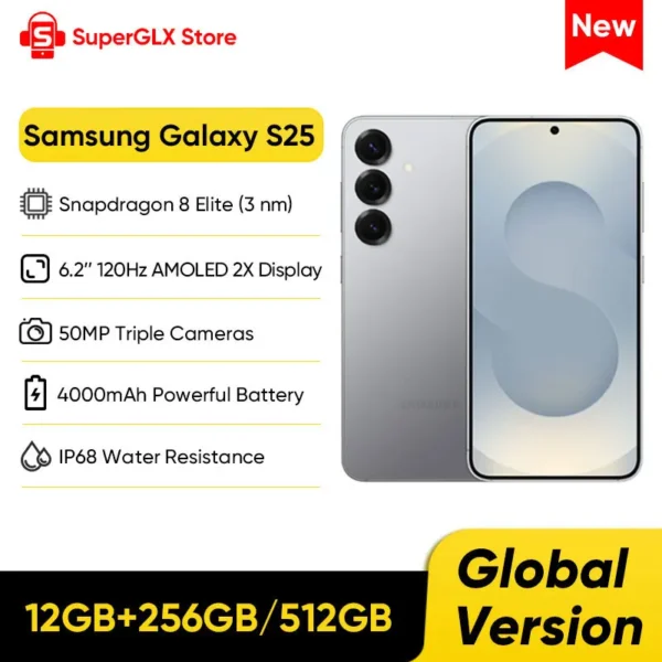 2025 New Samsung Galaxy S25 AI Smartphone Snapdragon 8 Elite 6.2"Dynamic 120Hz AMOLED 2X Screen 4000mAh Battery IP68 Samsung S25