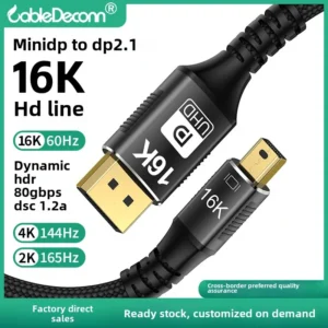 Mini DP to DP2.1 high-definition cable computer graphics card monitor 16K@60Hz E-sports grade video conversion cable