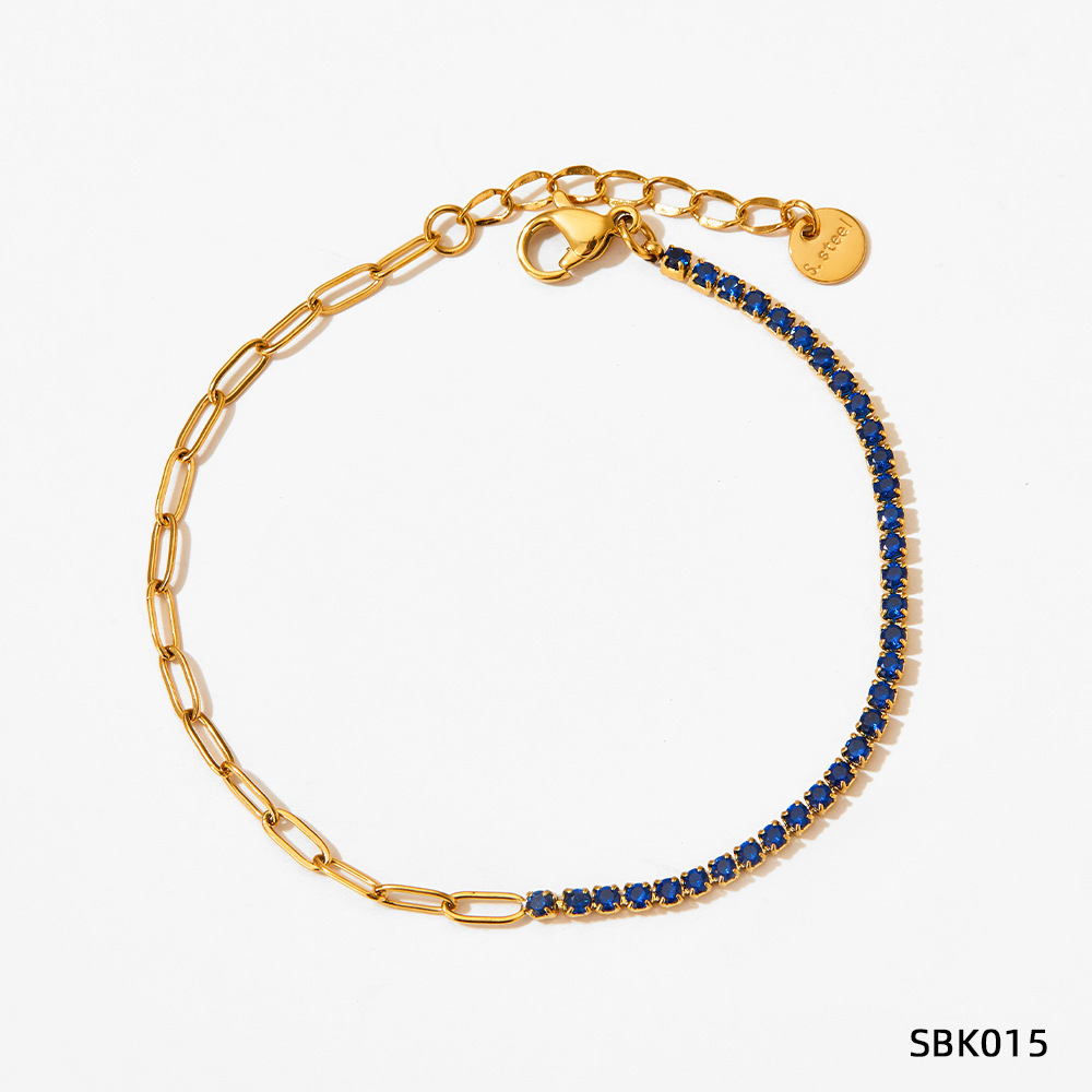 Stainless Steel Zircon Bracelet European And American PVD Vacuum Gold Plated - Image 4