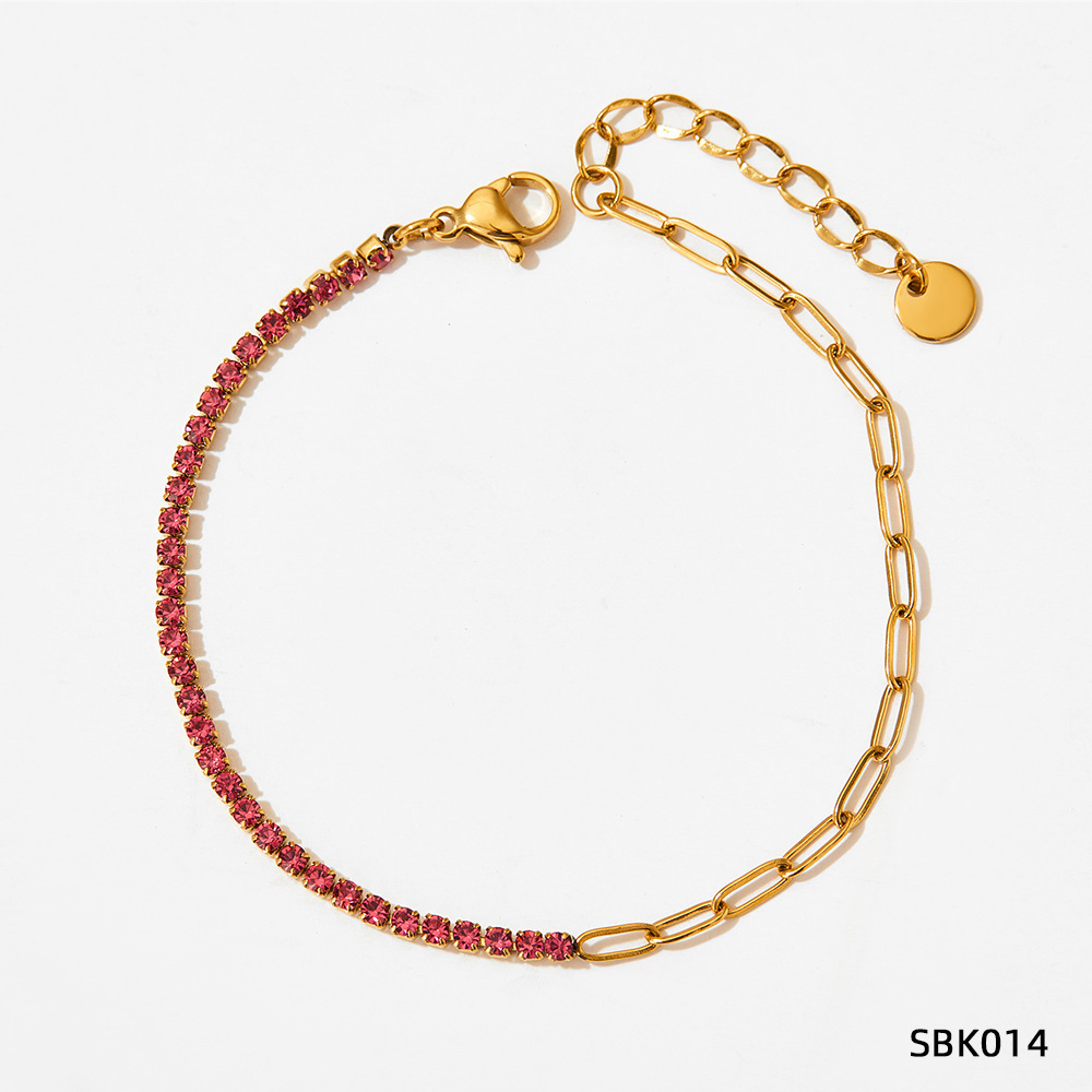 Stainless Steel Zircon Bracelet European And American PVD Vacuum Gold Plated - Image 5