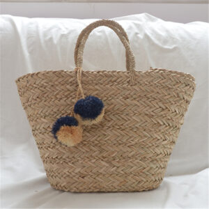 New Straw Braided Bag Hand Woven Raffia Ball Handbag For Women